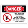 Signmission OSHA Danger, Read And Follow Instructions On This Ladder, 5in X 3.5in Decal, 3.5" W, 5" L, Landscape OS-DS-D-35-L-1689